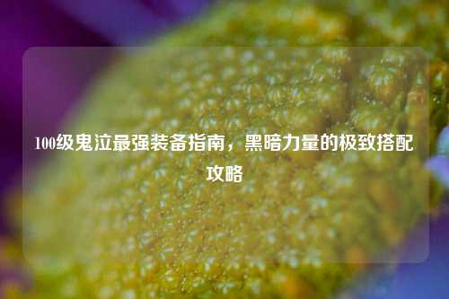 100级鬼泣最强装备指南,黑暗力量的极致搭配攻略