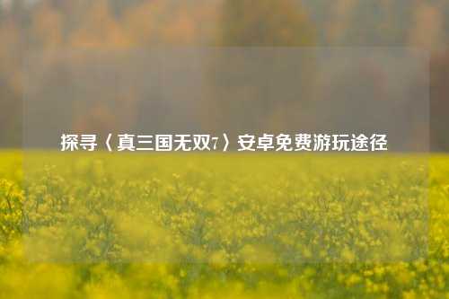 探寻〈真三国无双7〉安卓免费游玩途径
