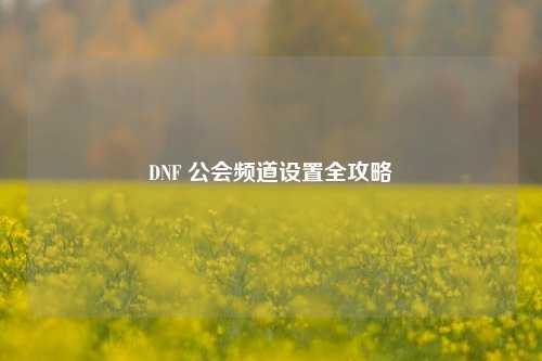 DNF 公会频道设置全攻略