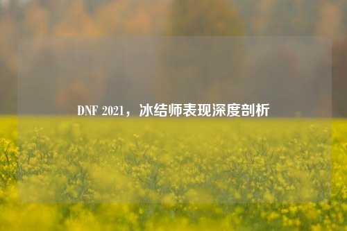 DNF 2021，冰结师表现深度剖析