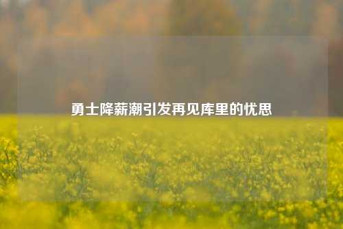 勇士降薪潮引发再见库里的忧思