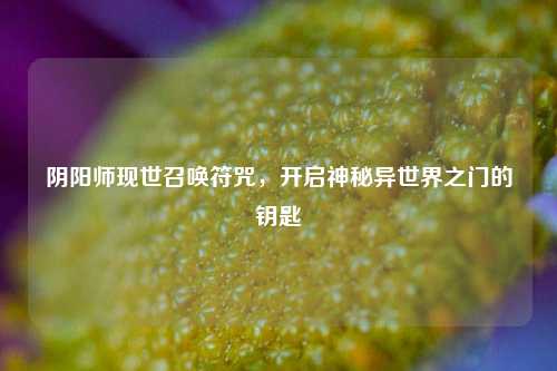 阴阳师现世召唤符咒，开启神秘异世界之门的钥匙