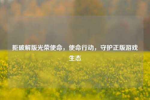 拒破解版光荣使命，使命行动，守护正版游戏生态