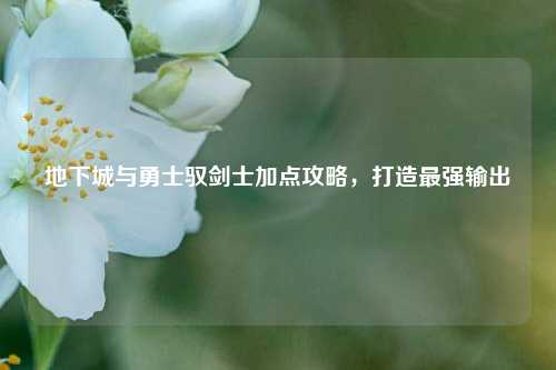 地下城与勇士驭剑士加点攻略,打造最强输出