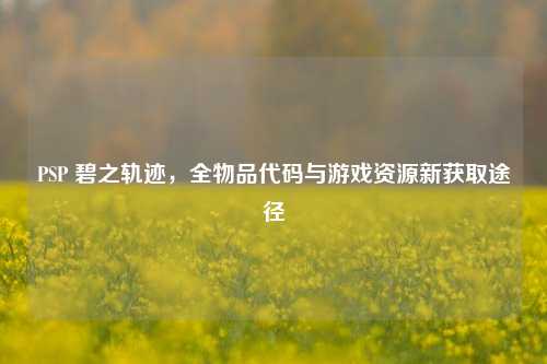 PSP 碧之轨迹,全物品代码与游戏资源新获取途径