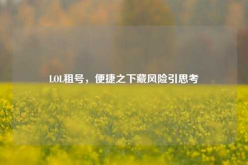 LOL租号，便捷之下藏风险引思考