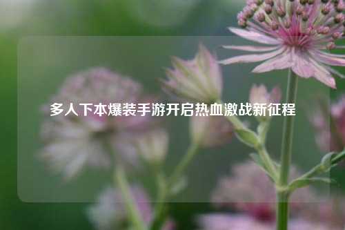 多人下本爆装手游开启热血激战新征程