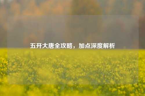 五开大唐全攻略,加点深度解析