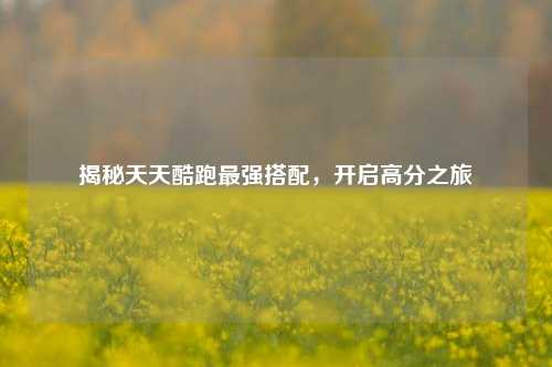 揭秘天天酷跑最强搭配,开启高分之旅